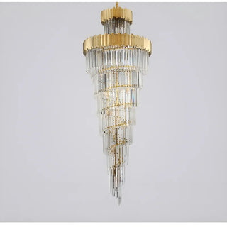 MIRODEMI Trinité | Exclusive Long Gold Modern Crystal Chandelier Light Off