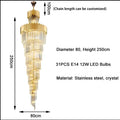 MIRODEMI Trinité | Exclusive Long Gold Modern Crystal Chandelier Parameters 80cm