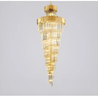 MIRODEMI Trinité | Exclusive Long Gold Modern Crystal Chandelier Warm Light