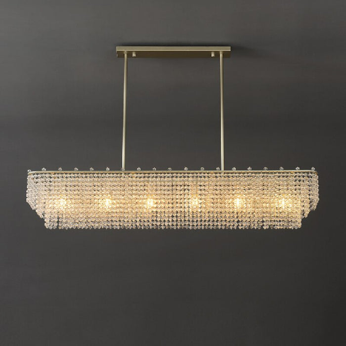 MIRODEMI Turnhout Chrome/Gold Rectangle Crystal Hanging Chandelier Lights On