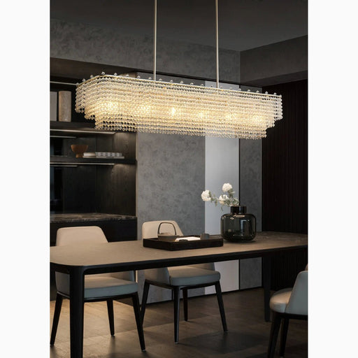 MIRODEMI Turnhout Chrome/Gold Rectangle Crystal Hanging Chandelier For Living Room
