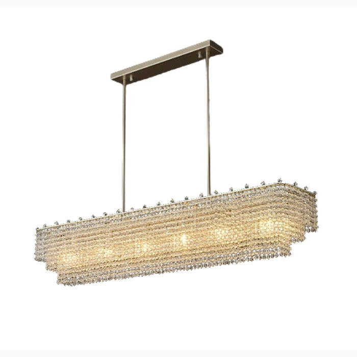 MIRODEMI Turnhout Chrome/Gold Rectangle Crystal Hanging Chandelier For Hallway
