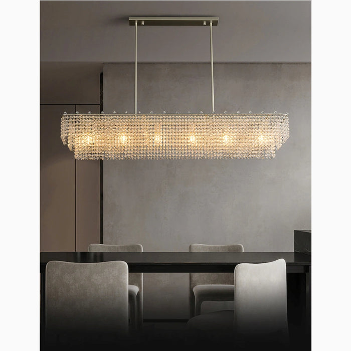 MIRODEMI Turnhout Chrome/Gold Rectangle Crystal Hanging Chandelier For Kitchen