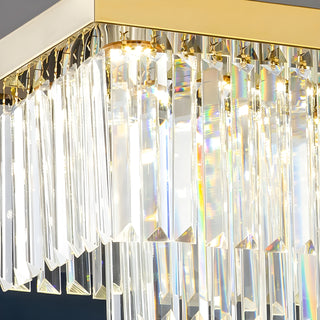 MIRODEMI Urbe | Gold and Chrome Luxury Style Crystal Rectangle Chandelier for Dining Room