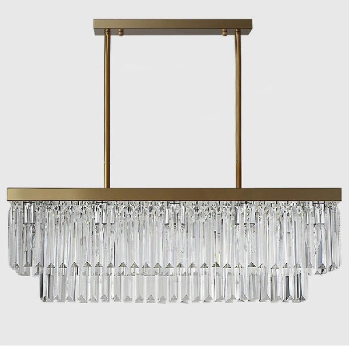 MIRODEMI® Urbe | Gold and Chrome Crystal Rectangle Chandelier for Kitchen