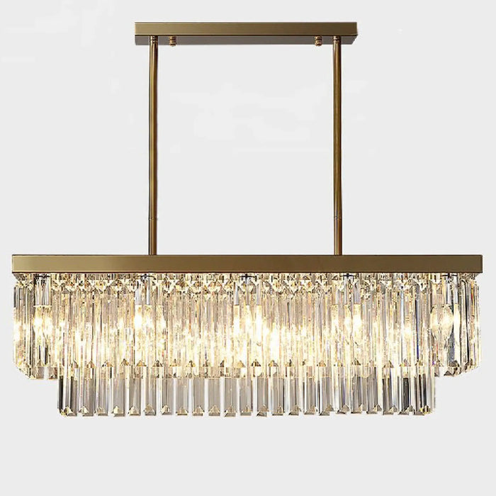 MIRODEMI® Urbe | Gold and Chrome Lovely Crystal Rectangle Chandelier for Dining Room