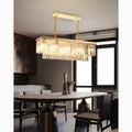 MIRODEMI Urbe | Gold and Chrome Elite Crystal Rectangle Chandelier for Dining Room