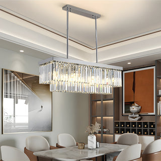 MIRODEMI Urbe | Gold and Chrome Crystal Rectangle Chandelier for Dining Room