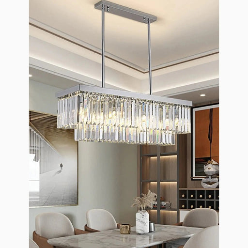 MIRODEMI® Urbe | Gold and Chrome Crystal Rectangle Chandelier for Dining Room