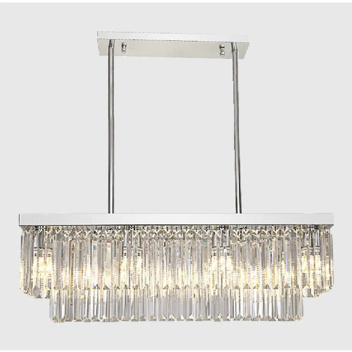 MIRODEMI® Urbe | Marvellous Gold and Chrome Crystal Rectangle Chandelier for Dining Room