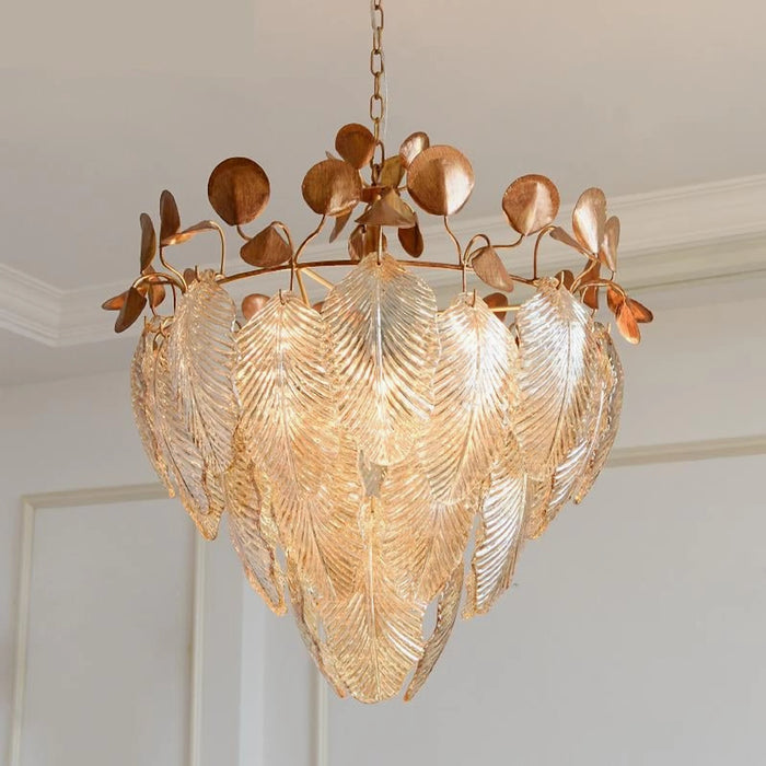 MIRODEMI Uster glass leaf shaped chandelier