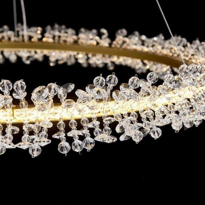 MIRODEMI Bright LED Circle Gold Crystal Chandelier for Dining Room