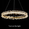 MIRODEMI Unusual LED Circle Gold Crystal Lamp for Living Room