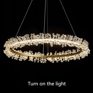 MIRODEMI Unusual LED Circle Gold Crystal Lamp for Living Room