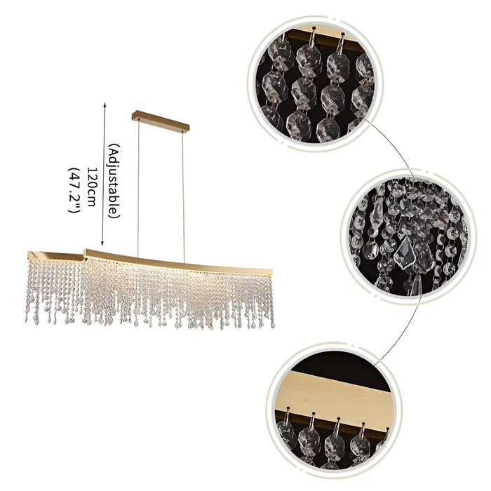 MIRODEMI® Vado Ligure | Modern Gold Crystal Ceiling Chandelier for Dining Room