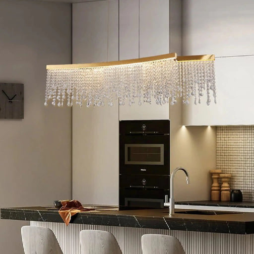 MIRODEMI® Vado Ligure | Modern Gold Crystal Ceiling Chandelier for Dining Room
