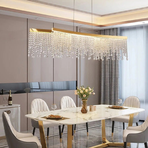 MIRODEMI® Vado Ligure | Modern Perfect Gold Crystal Ceiling Chandelier for Dining Room