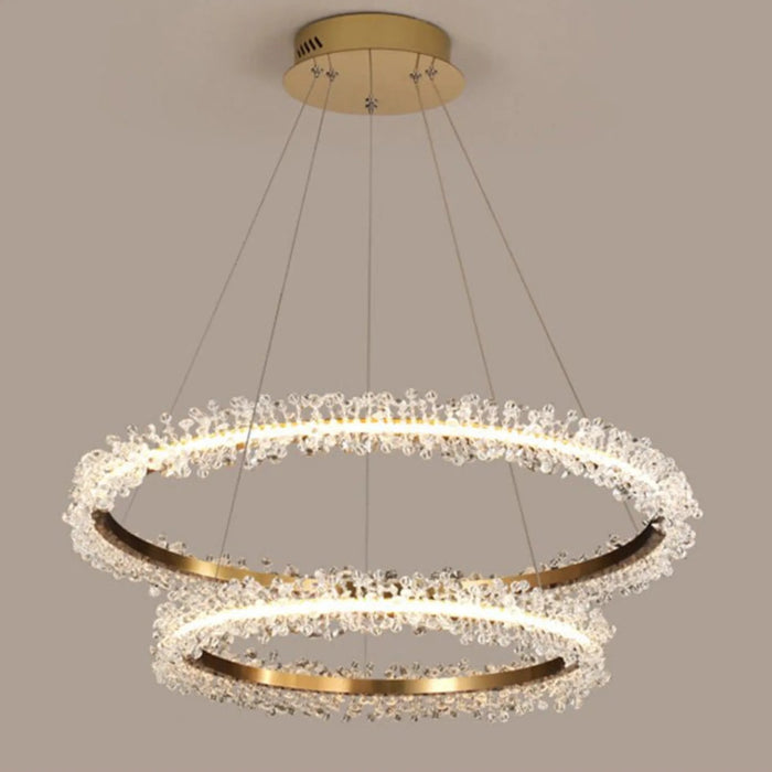 MIRODEMI Modern Round Crystal Hanging Light Fixture for Living Room