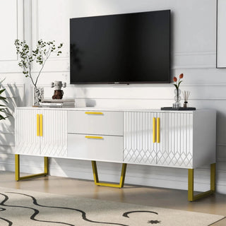 MIRODEMI® Vah | Elegant Black/White TV Stand with Metal Legs