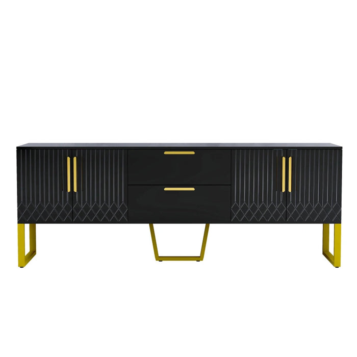 MIRODEMI® Vah | Elegant Black/White TV Stand with Gold Legs
