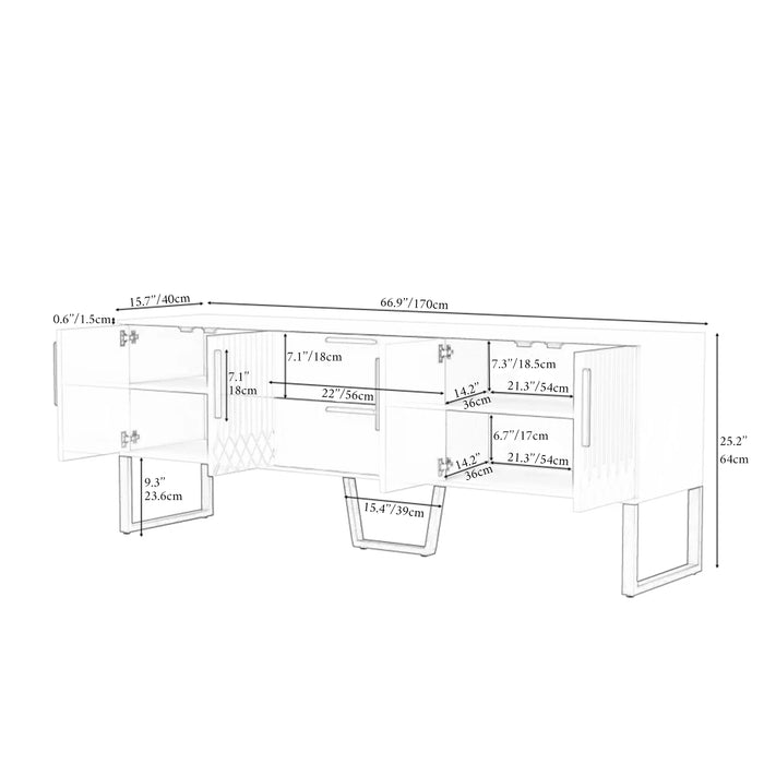 MIRODEMI® Vah | Elegant Black/White TV Cabinet with Metal Frame
