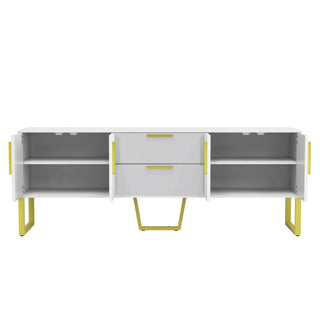 MIRODEMI® Vah | Elegant Black/White TV Stand with Gold Metal Frame