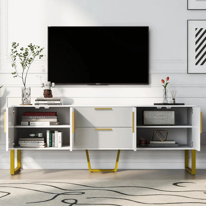 MIRODEMI® Vah | Elegant Luxury Black/White TV Stand with Metal Frame
