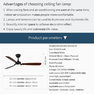 Valencia | Ceiling Fan with Lamp and Remote Control