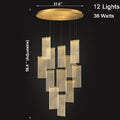 Gold Long Hanging Light Fixture from Mirodemi with 12 Lights