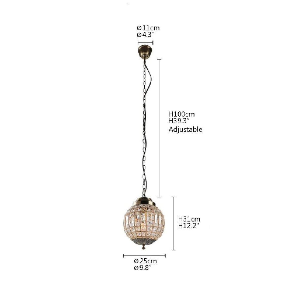 Empire style chandelier with faceted crystal ball design