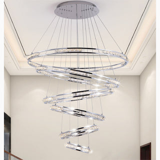 MIRODEMI Verbania Luxury Cascade Crystal Rings LED Chandelier For Hall