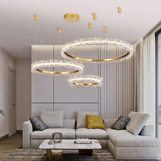 MIRODEMI® Versoix Creative Crystal LED Pendant Light in the Shape of Rings for Living Room image | luxury furniture | ring shape lamp