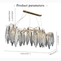 MIRODEMI Verviers Gold Rectangle Modern LED Hanging Chandelier Size