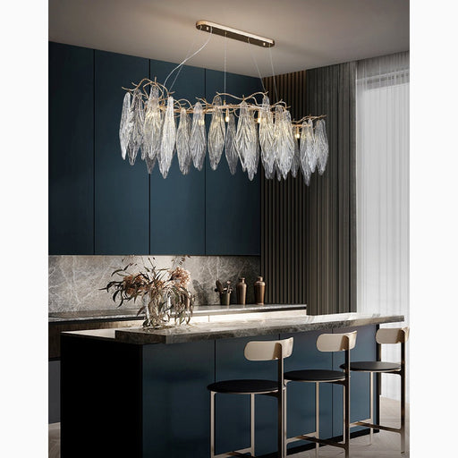 MIRODEMI Verviers Gold Rectangle Modern LED Hanging Chandelier For Kitchen Island