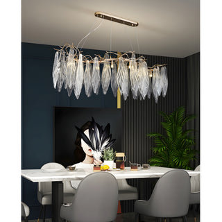 MIRODEMI Verviers Gold Rectangle Modern LED Hanging Chandelier For Dining Room Decor