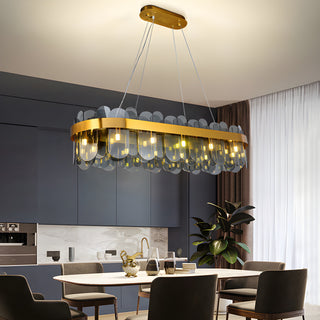 MIRODEMI Veurne | Adorable Gold Rectangle Smoky Gray Glass Modern Chandelier For Dining Room