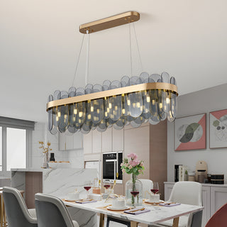 MIRODEMI Veurne | Adorable Gold Rectangle Smoky Gray Glass Modern Chandelier For Dining Room