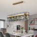 MIRODEMI® Veurne | Classy Gold Rectangle Smoky Gray Glass Modern Chandelier For Dining Room