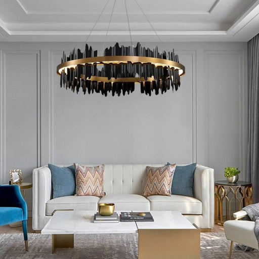 MIRODEMI® Veyrier | Creative Black Circular Chandelier for Living Room