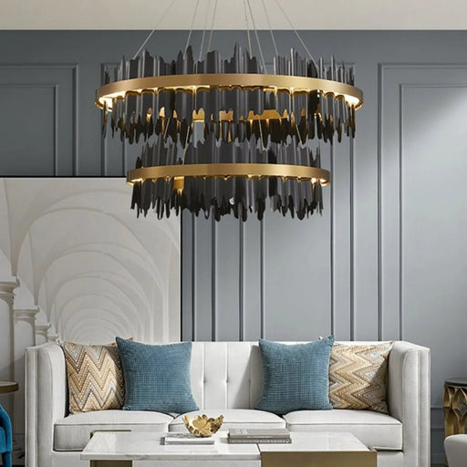 MIRODEMI® Veyrier | Creative Black Circular Lighting for Living Room