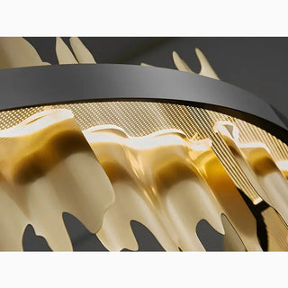 MIRODEMI® Veyrier | Creative Black Circular Light Fixture for Living Room Gold Details