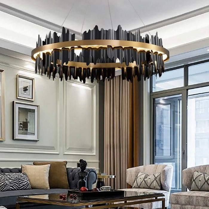 MIRODEMI® Veyrier | Creative Black Round Chandelier for Living Room
