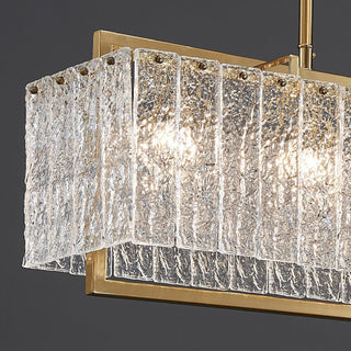 MIRODEMI Vielsalm Luxury Rectangle Gold Frosted Glass Chandelier Details