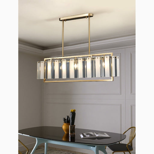 MIRODEMI Vielsalm Luxury Rectangle Gold Frosted Glass Chandelier For Hallway