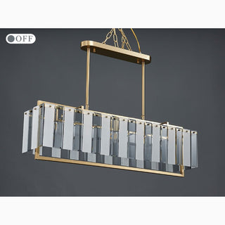 MIRODEMI Vielsalm Luxury Rectangle Gold Frosted Glass Chandelier LED Light Off