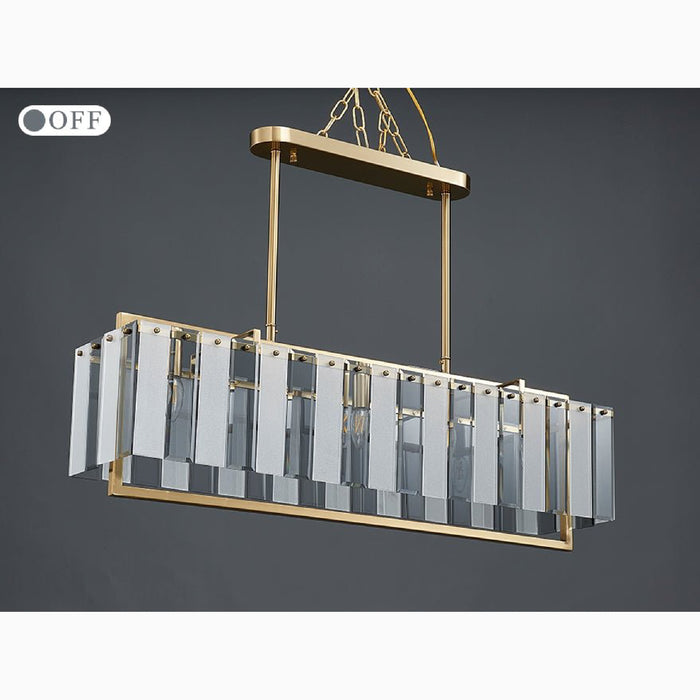 MIRODEMI Vielsalm Luxury Rectangle Gold Frosted Glass Chandelier LED Light Off