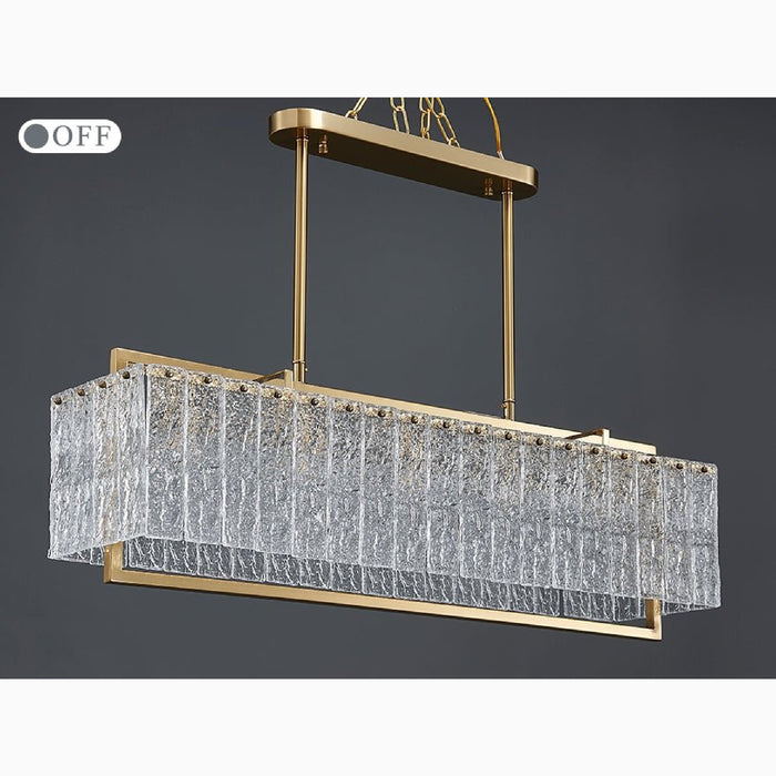 MIRODEMI Vielsalm Luxury Rectangle Gold Frosted Glass Chandelier Lights Off
