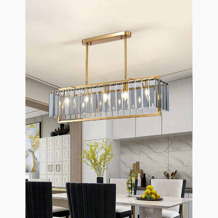 MIRODEMI Vielsalm Luxury Rectangle Gold Frosted Glass Chandelier For Kitchen Decoration