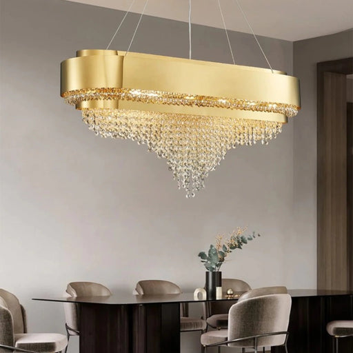 MIRODEMI® Villars-sur-Ollon | Gold Hanging Crystal Lamp for Living Room