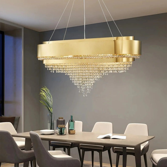MIRODEMI® Villars-sur-Ollon | Gold Hanging Crystal Light for Living Room